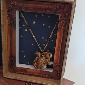 Porcelain Squirrel Pendant Necklace with Gold Chain By Camp Hollow